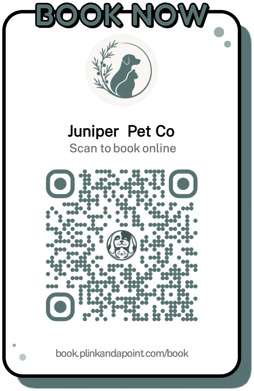 Printable Book Now card with a QR code that opens the booking page